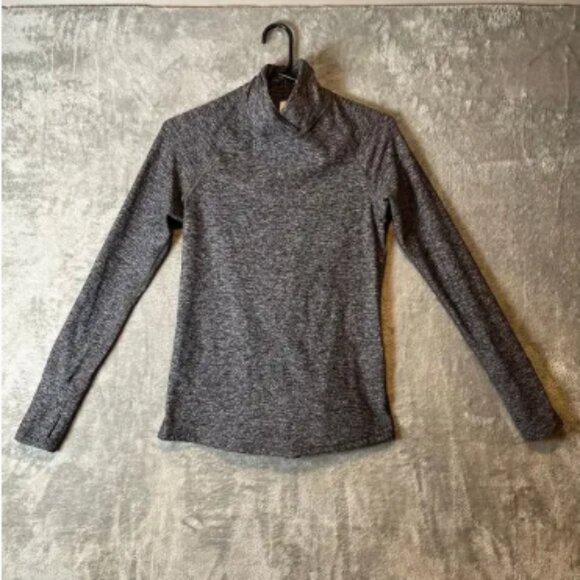 Lululemon Warm Your‎ Core Long Sleeve Tee Heathered Black Size 4 - Picture 1 of 7
